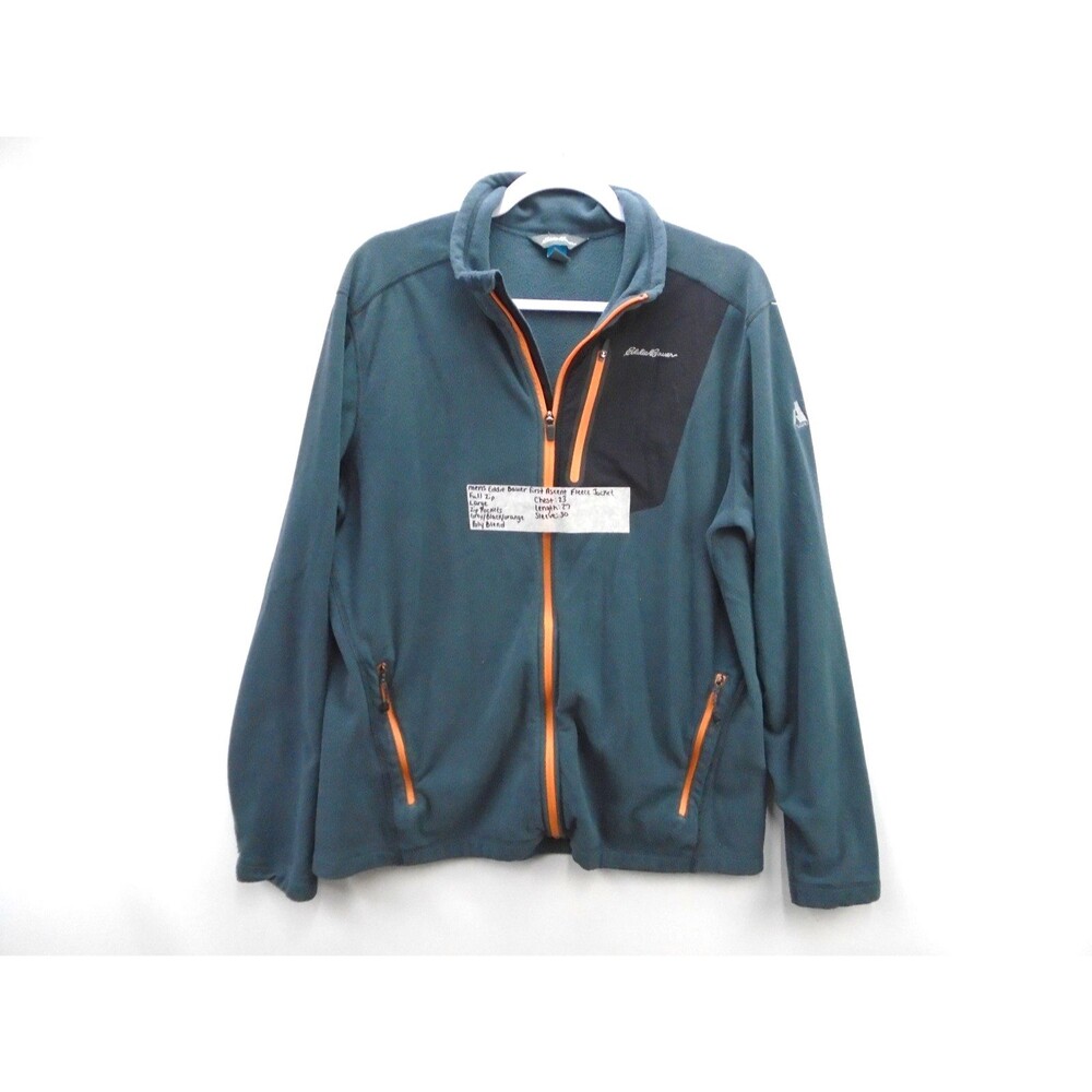Eddie Bauer First Ascent Fleece Jacket Mens Large Full Zip Teal Orange Black